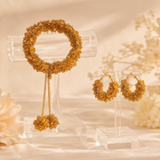 Golden Bloom Gajra Bracelet & Earrings Set