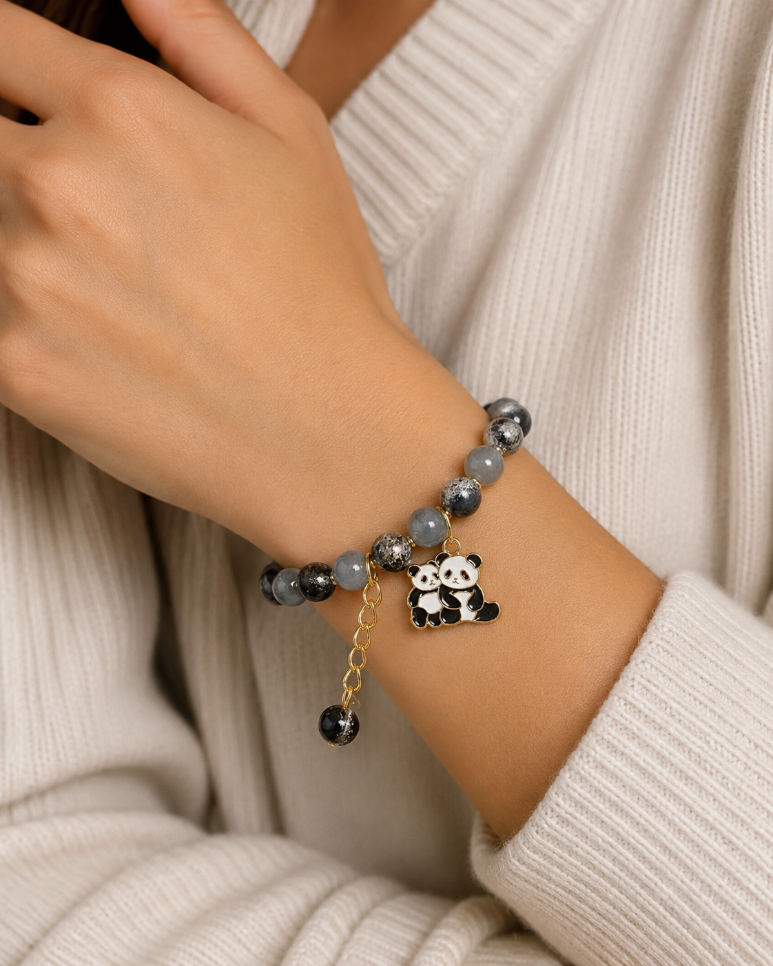 Midnight Panda Charm Bracelet