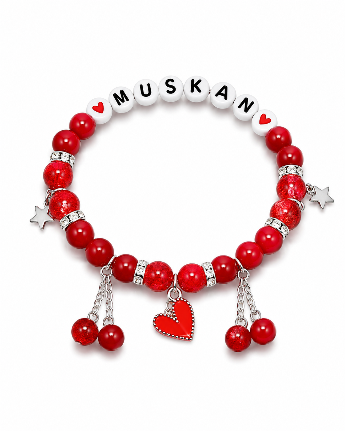 Personalized Red Heart Name Bracelet