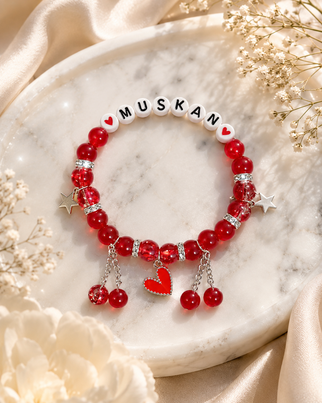 Personalized Red Heart Name Bracelet