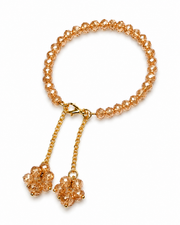 Golden Crystal Beaded Bracelet with Elegant Dangle Charms