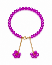 Fuchsia Bloom Beaded Charm Bracelet