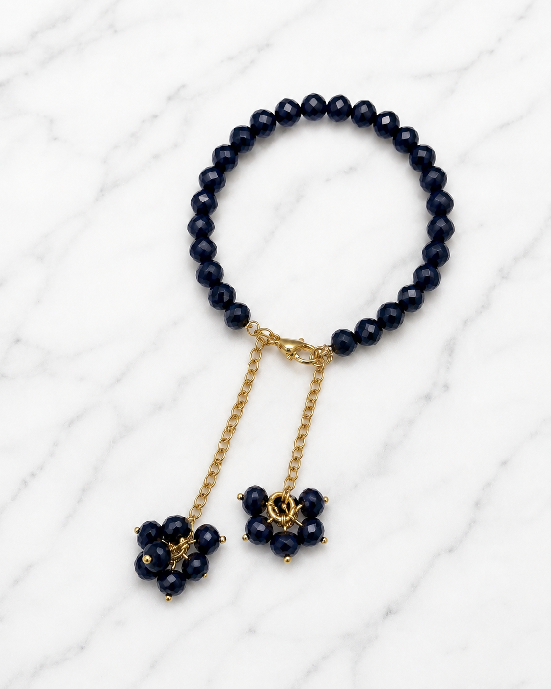 Midnight Bloom Beaded Bracelet