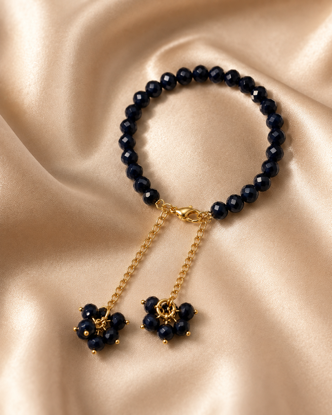 Midnight Bloom Beaded Bracelet