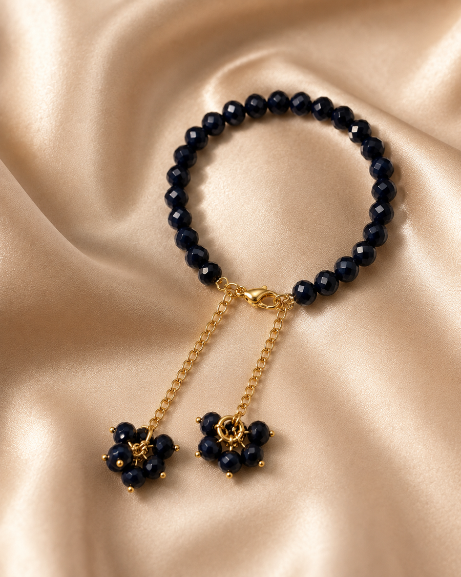 Midnight Bloom Beaded Bracelet