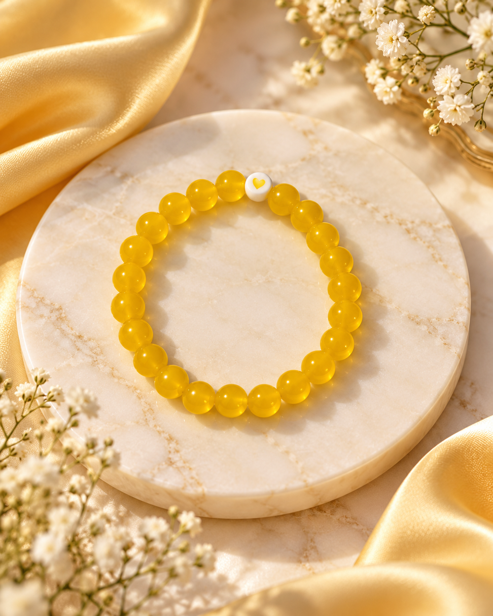 Sunshine Yellow Heart Beaded Bracelet – Cute & Minimalist Jewelry