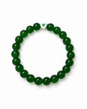 Emerald Green Heart Beaded Bracelet – Elegant & Minimalist Jewelry
