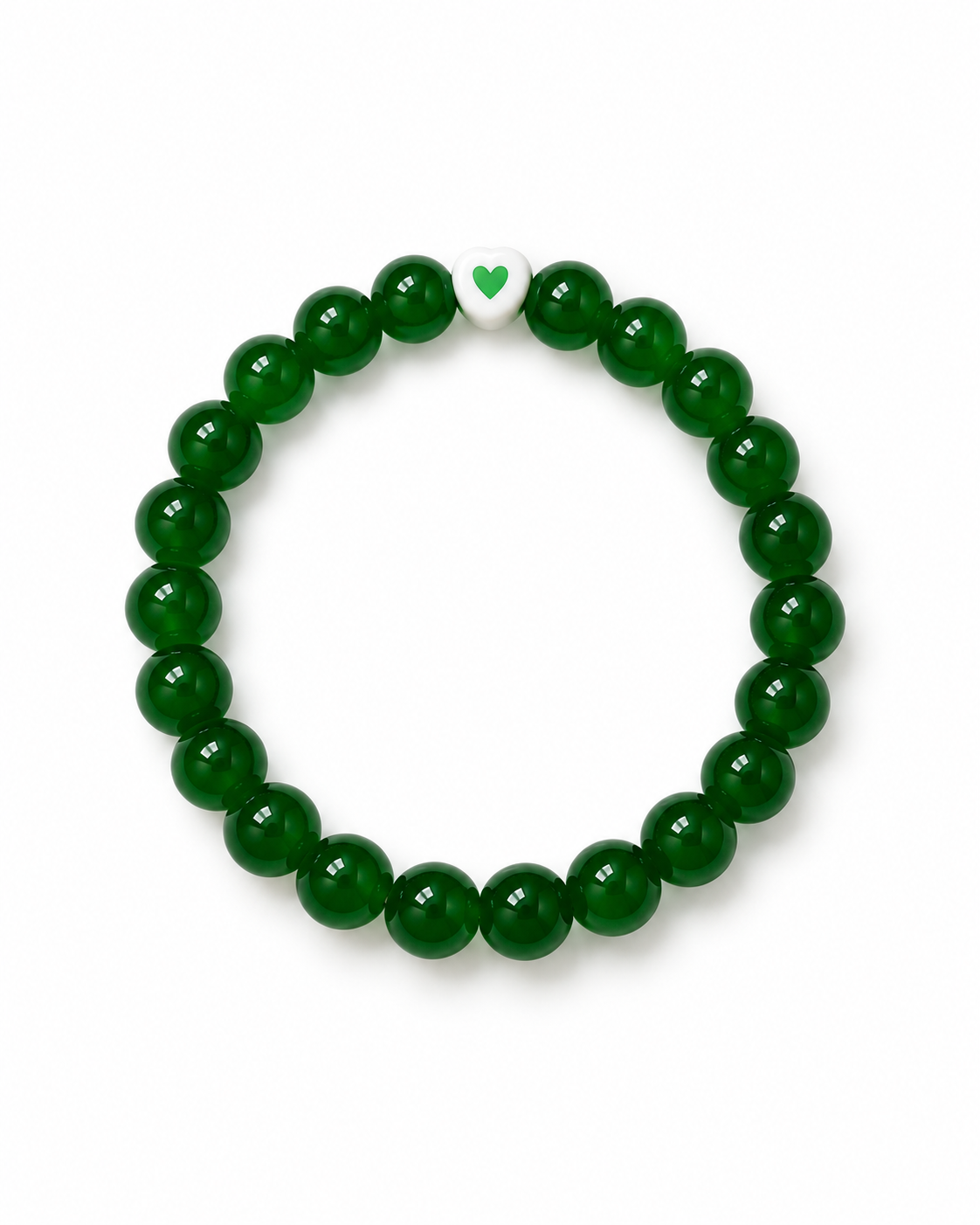 Emerald Green Heart Beaded Bracelet – Elegant & Minimalist Jewelry