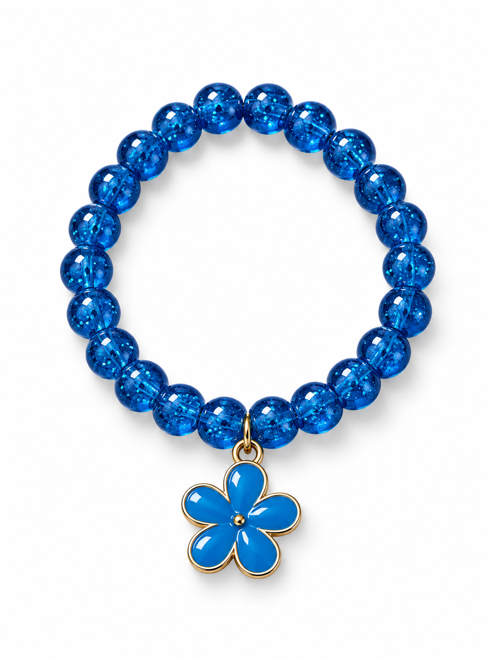 Ocean Blue Flower Charm Bracelet – Sparkling Beaded Jewelry 💙🌸