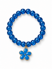 Ocean Blue Flower Charm Bracelet – Sparkling Beaded Jewelry 💙🌸