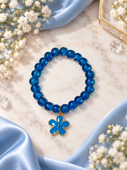 Ocean Blue Flower Charm Bracelet – Sparkling Beaded Jewelry 💙🌸