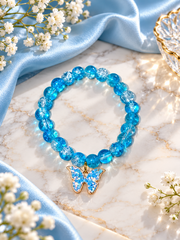 Ocean Blue Butterfly Charm Bracelet – Sparkling Beaded Jewelry 🦋💙