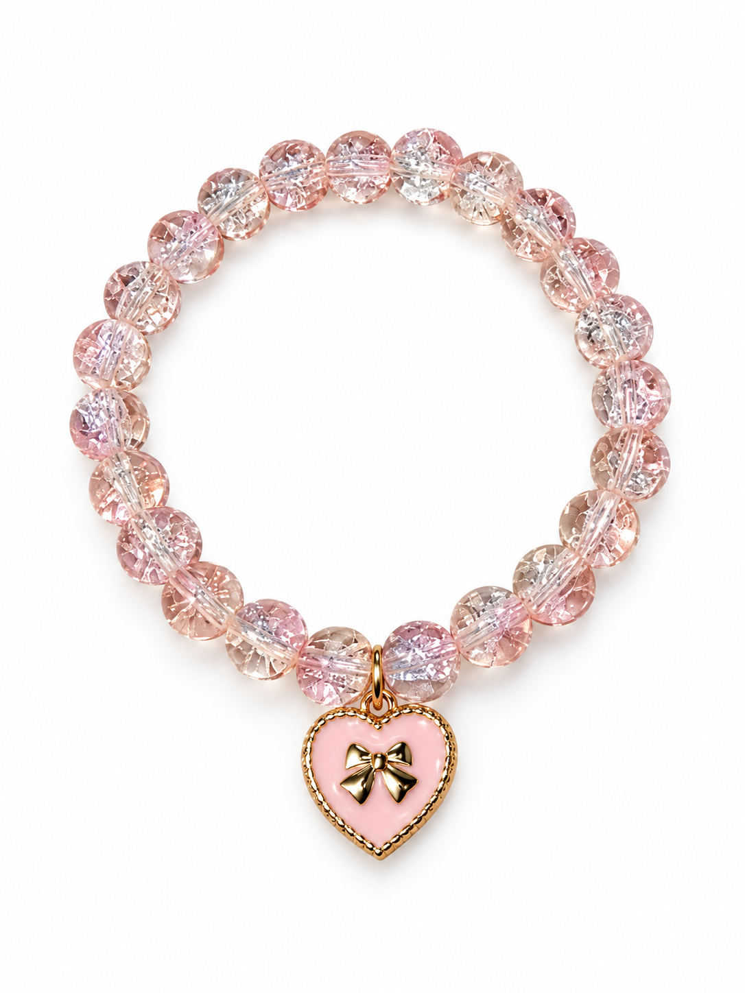 Blush Pink Heart Charm Bracelet – Elegant Sparkling Beaded Jewelry 💗