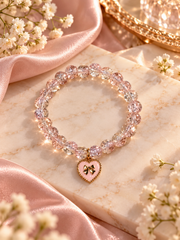 Blush Pink Heart Charm Bracelet – Elegant Sparkling Beaded Jewelry 💗