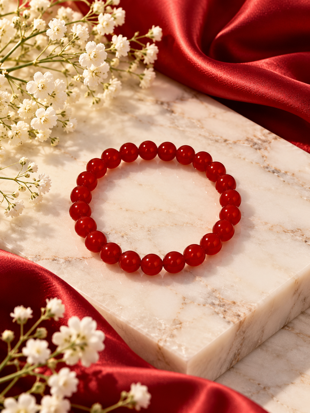 Classic Ruby Red Beaded Bracelet – Elegant & Minimalist Jewelry ❤️