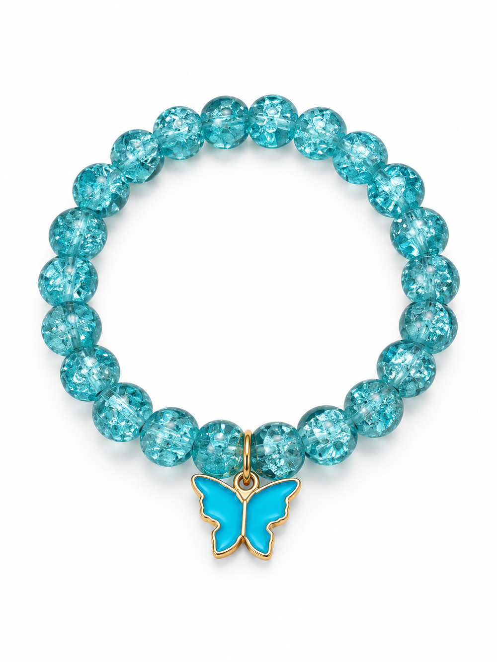 Aqua Blue Butterfly Charm Bracelet – Sparkling Beaded Jewelry 🦋💙