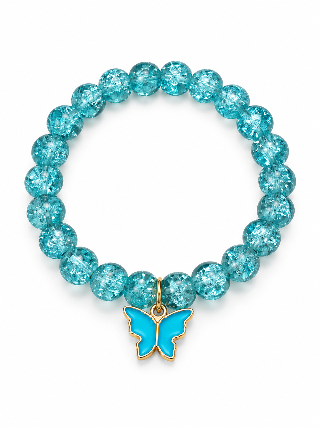 Aqua Blue Butterfly Charm Bracelet – Sparkling Beaded Jewelry 🦋💙