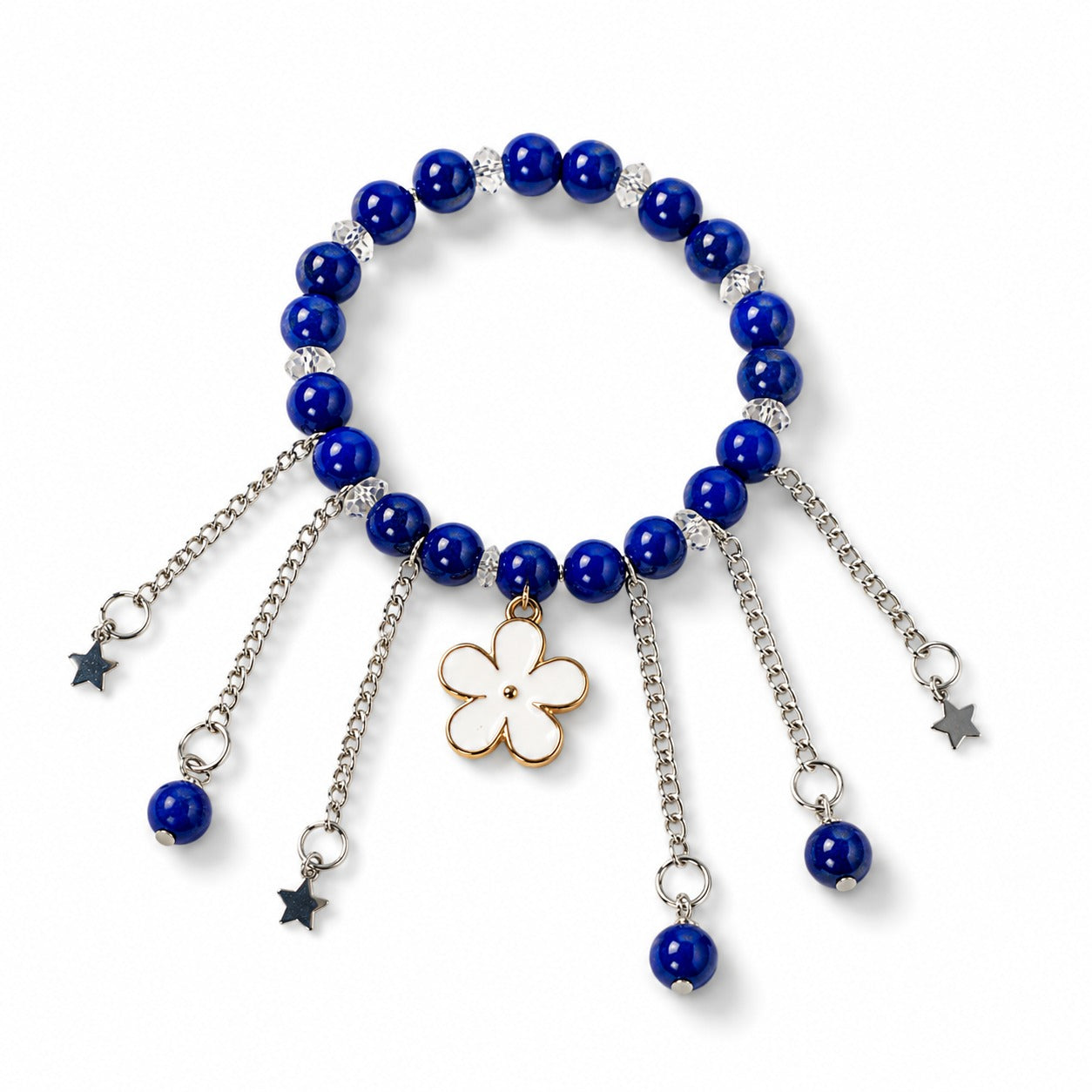 Royal Blue Star & Blossom Charm Bracelet