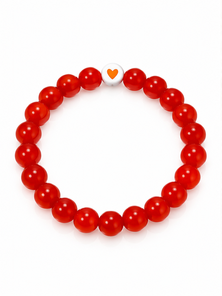 Ruby Red Heart Beaded Bracelet – Cute & Elegant Jewelry